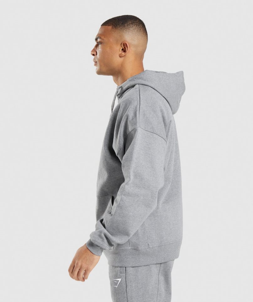 Men's Gymshark Essential Zip Up Hoodie Grey | CA 086N53